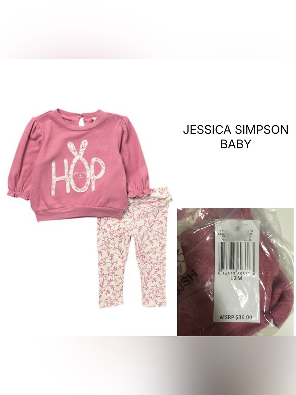 JESSICA SIMPSON BABY - 12M - NWT - 2PC BUNNY OUTFIT